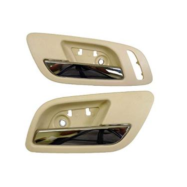 Imagem de PT Auto Warehouse GM-2545ME-FP – Maçaneta interna interna interna, caixa bege (cinzeiro) com alavanca cromada – Par dianteiro esquerdo/direito