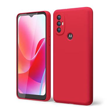 Imagem de Oaxkco Capa de silicone para Motorola Moto G Power 2022 com protetor de tela, para mulheres e meninas capa de telefone fofa com capa de câmera, ajuste fino antiderrapante, à prova de choque macio TPU amortecedor de borracha, vermelho