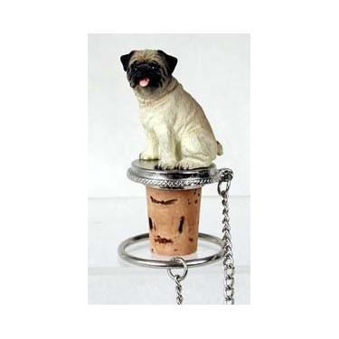 Imagem de Rolha de garrafa de vinho - Pug (marrom/bronze) cortiça decorativa - cachorro pintado à mão