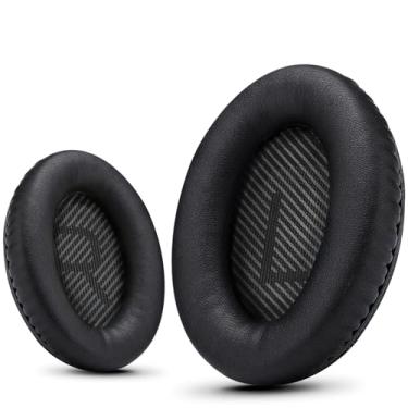 Imagem de Krone Kalpasmos Almofadas auriculares de substituição para Bose QC35, serve para QuietComfort 35 ii / QC25 / QC2 / QC15 / Ae2 / Ae2i / Ae2w / SoundTrue & SoundLink (circum-auricular), almofada de espuma de memória com Scrims L/R pretos