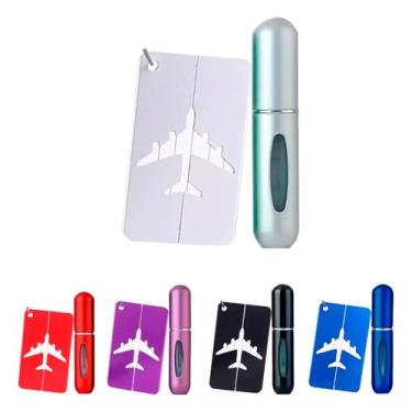 Imagem de Kit Viagem Etiqueta Tag Mala Mini Frasco Perfume Portátil (Prata)