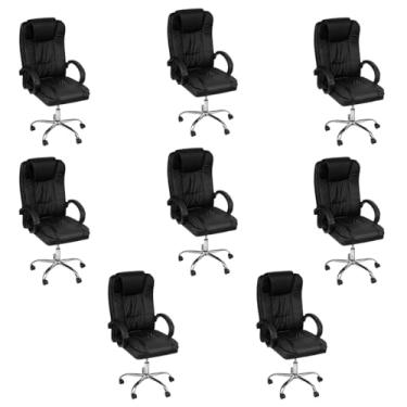 Imagem de Loft7 Home Decor, Kit 8 Cadeiras de Escritório Giratória Monaco Presidente, Preto