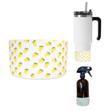 Imagem de Bota protetora de silicone para garrafas de água Stanley, capa de manga antiderrapante, para garrafas de água de 7 a 7,5 cm (limões)