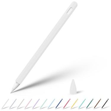 Imagem de Capa de silicone KELIFANG compatível com Apple Pencil 2ª geração, capa protetora de suporte e ponta compatível Pro 11, 12,9 polegadas 2018 Apple Pencil 2 Gen, Branco, 1 Pack