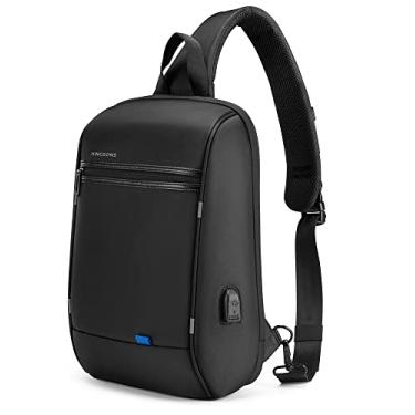 Imagem de Mochila para laptop anti-roubo, bolsa transversal para laptop 13 polegadas à prova d'água nylon sacos de viagem para homens, ombro único computador Dayback com porta de carregamento USB para negócios, Preto, One_Size, Laptop