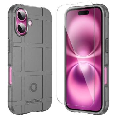 Imagem de LABILUS Capa protetora tática robusta à prova de quedas de 2,4 m TPU espesso armadura tática compatível com iPhone 16 (6,1 polegadas) - cinza cidade