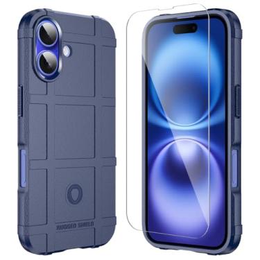 Imagem de LABILUS Rugged Shield Capa protetora tática tática de TPU à prova de quedas de 2,4 m compatível com iPhone 16 (6,1 polegadas) - azul marinho