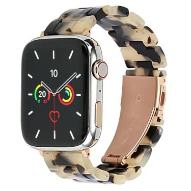 Imagem de MAIRUI Pulseiras de relógio de resina compatíveis com Apple Watch para mulheres e homens, pulseira de substituição de elos elegantes de 49 mm/45 mm/44 mm/42 mm séries 9/8/7/6 SE 5/4/3/2/1/Ultra