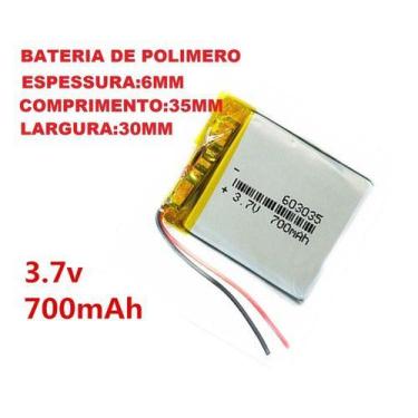 Imagem de Bateria 3,7v  700 Mah Gps Mp3 Mp4 603035 2 Fios - KMIG