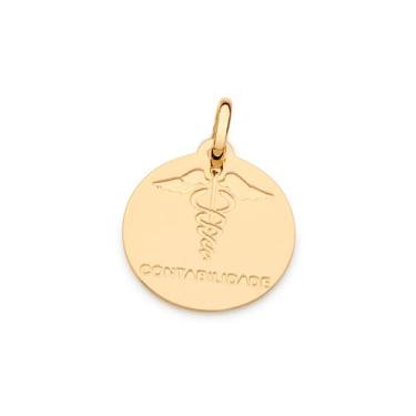 Imagem de Pingente banhado ouro 3x 24k 18k e 22k  unissex medalha símbolo contab