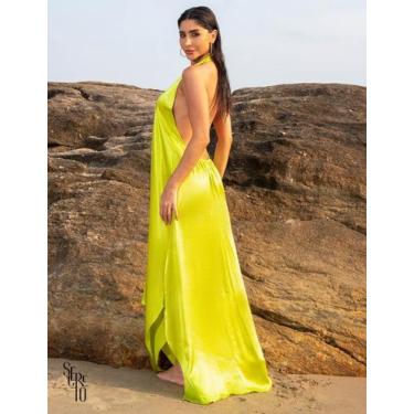 Imagem de vestido longo acetinado - lady day, Laranja, PP