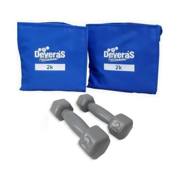 Imagem de kit exercicios par tornozeleira peso 2kg pesos halteres academia 2 kg 