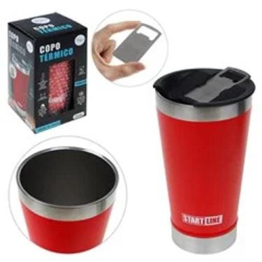 Imagem de Copo inox 520ml vermelho c/tampa abridor - zein