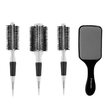 Imagem de Kit 4 Escovas Cabelo Profissional Corpo Cerâmica Marco Boni, Branco