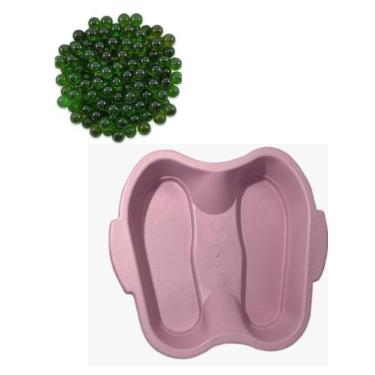 Imagem de Bacia Rosa Pedicure/ Escalda Pés + 08 Bolinhas De Gude - Plastsu