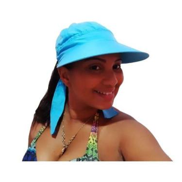 Imagem de Viseira de Praia Feminina de Tactel - Cinza Claro - RGM, Azul aço