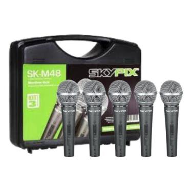 Imagem de 5 Microfones Profissional Sk-m48 De Fio Para Vocal Com Case - SKYPIX