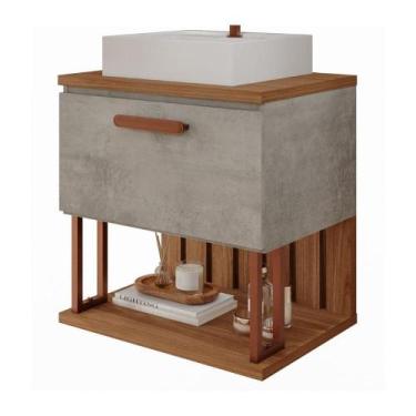 Imagem de Gabinete Para Banheiro 60 Cm 100% Mdf Nicho 1 Porta Basculante Duna Mg