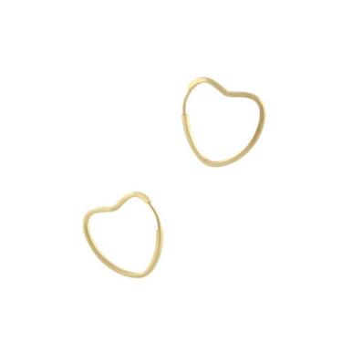 Imagem de Brinco Argola Coração Pequeno 0.4 Fio Quadrado Ouro 18k 750 - JOIE JOI