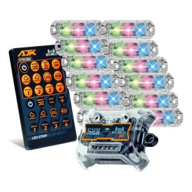 Imagem de Kit Strobo AJK RGB Rítmico 3.0 + 12 Faróis 6W