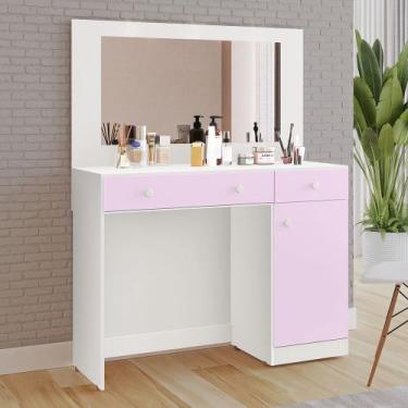 Imagem de Penteadeira Diva 100% MDF Tuboarte 1 Porta 2 Gavetas e Espelho, Branco