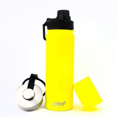 Imagem de Garrafa Térmica Inox Água Amarelo Neon 650ml Conserva Até 24h Gelado O