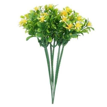 Imagem de FOLHAGEM PICK FLOR MINI 5 HASTES AMARELO E VERDE 19cm - Flor Arte