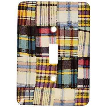 Imagem de 3dRose lsp_101057_1 Imagem de um interruptor de botão xadrez popular pintado Madras 60 anos