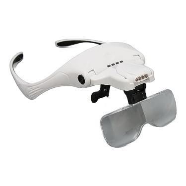 Imagem de Lupa de Cabeça, 5 Lentes, 4 Luzes LED, Lupa Com Design de Estrutura de Capacete, Bateria de Lítio (300mAh) para Leitura, Artesanato, Joias, Eletrônicos