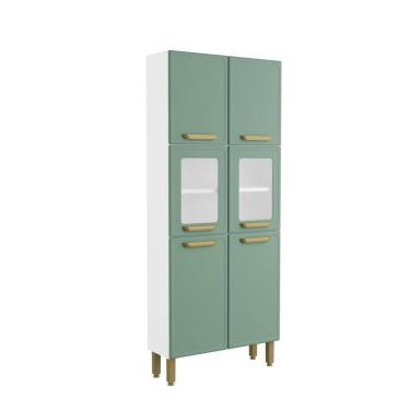 Imagem de Armário De Aço 6 Portas 2 Vidros Bella Bertolini Verde Branco