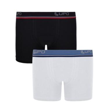 Imagem de Cueca Infantil Boxer Kit com 2 cuecas Branca e Preta Lupo, M - 6 a 8 a