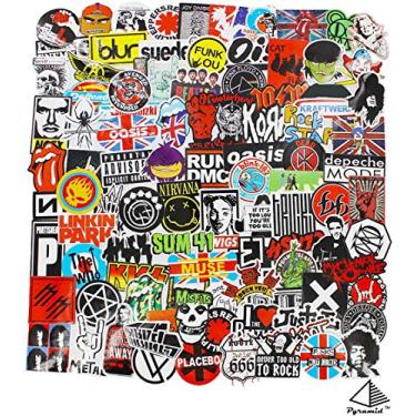 Imagem de Pacote de adesivos de banda Rock Roll Decalques Carros de laptop Guitar Bumper Punk Vinil clássico Graffiti à prova d'água 100 peças, Band Stickers