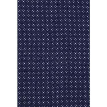 Imagem de Tecido Tricoline Estampado Poá Pequeno Branco Fundo Marinho - 1,50m de