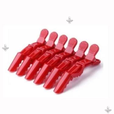 Imagem de Kit Clips Crocodile Para Cabelos Com 6 - Barbershopp62, Vermelho