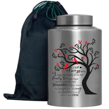 Imagem de XIIGRA Urnas de Cremação para Cinzas Humanas Adulto Masculino Feminino Grande Urna Decorativa Cardeal Pássaros Urna de Até 220 Libras de Memória Urnas Funerárias para Cinzas Humanas(Folhas Vermelhas D