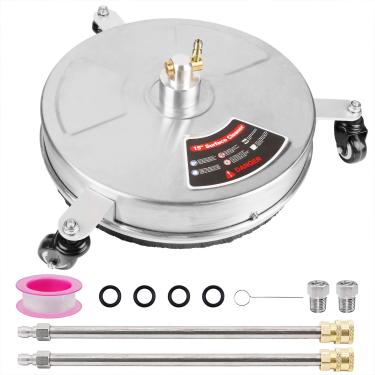 Imagem de Biswing Limpador de Superfície de Aço Inoxidável para Lavadora de Pressão de 15 "Com 3 Rodas e Conector Rápido de 1/4", Acessório para Lavadora de Alta Pressão com 2 Varetas de Extensão, 2 Bicos de Re