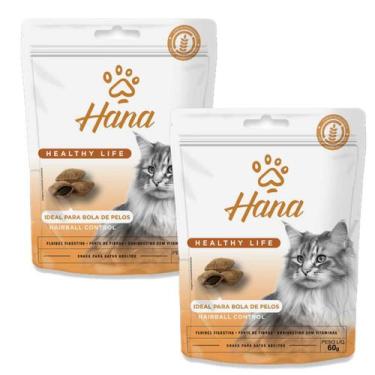 Imagem de Petisco Snack Hana Gato Adulto Bola de Pelos 60g kit 2un