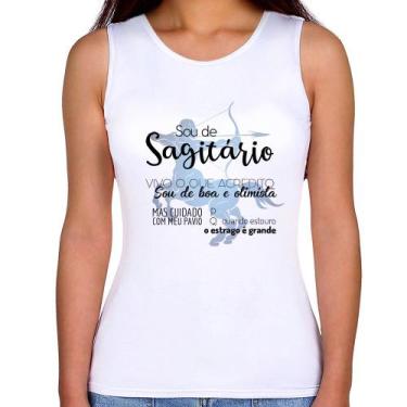 Imagem de Regata Feminina Sou de Sagitário - Foca na Moda, Branco, P