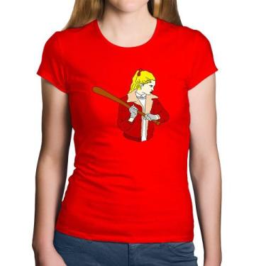 Imagem de Baby Look Algodão Baseball Girl - Foca na Moda, Vermelho, GG