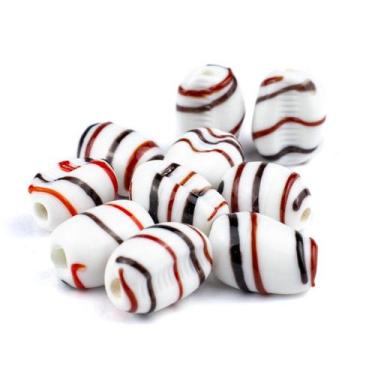 Imagem de Kit c/ 10 Firmas Búzios 22 mm Branco Verm Preto Murano Guias - Lua Mís