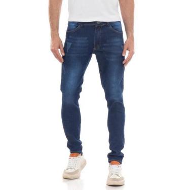 Imagem de Calça Jeans Masculina Skinny Elastano Com Puídos Tendência Casual - Es