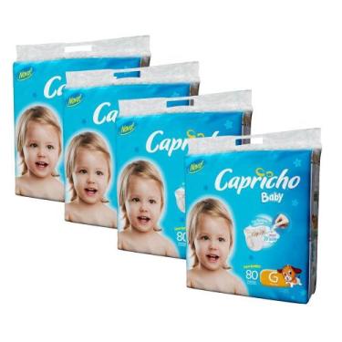 Imagem de KIT 4 FRALDAS CAPRICHO BABY G / 80 = 320 un