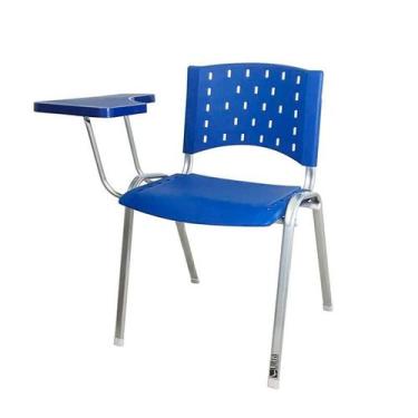 Imagem de Cadeira Universitária Plástica Azul Prancheta Plástica Base Prata - UL