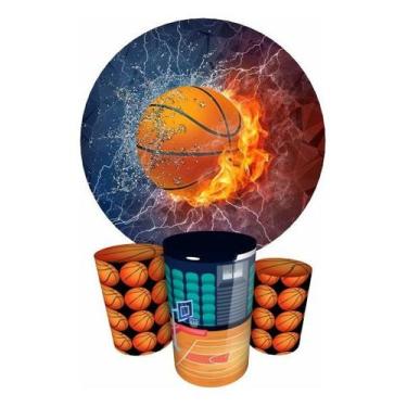 Imagem de Trio Capas Cilindro + Painel Redondo 1,50m Basquete - Fadrix, Basquete