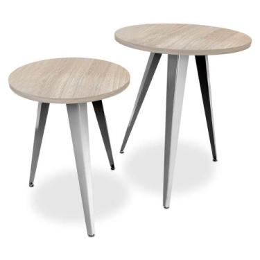 Imagem de Conjunto Jogo Mesa De Canto Decorativa Lateral Ornes Para Sala Quarto 