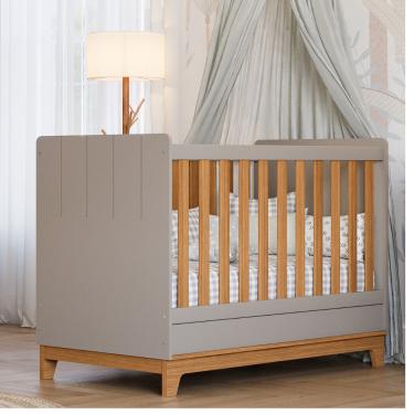 Imagem de Berço Mini Cama com Colchão 100 MDF Liza Permobili Gazin - Fendi/Nature