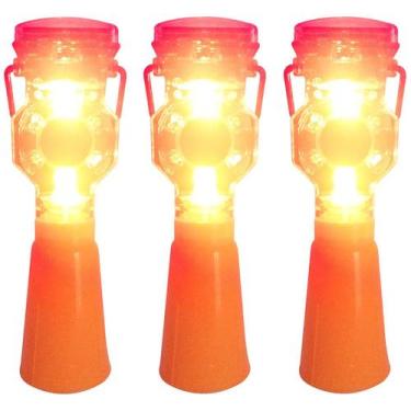 Imagem de Sinalizador Viario Solar Cone Kit 3 Uni Iluminaçao Luz Automatica Estr