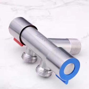 Imagem de Válvula Dupla Registro Parede Cromada Fosca Saída 1/2 Água Quente Fria