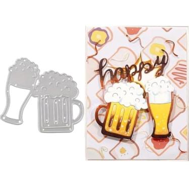 Imagem de Copos de cerveja, moldes de metal, moldes de corte de cerveja, estênceis para bricolage, álbuns, álbuns de fotos, moldes decorativos de papel em relevo para fazer cartões de scrapbook