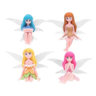 Imagem de 4 Pcs Decoração De Paisagem Micro Decoração Paisagística Decoração De Estante Decoração De Bolo Borboleta Presente Do Festival Estatuetas De Fadas De Flores Mini Acessórios Pvc